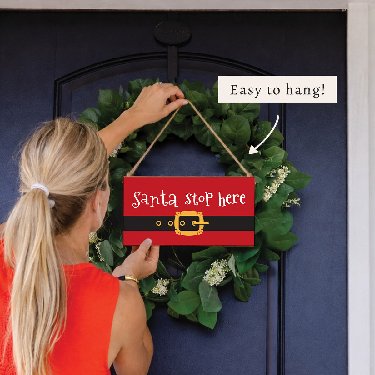 Santa Stop Here Twine Sign