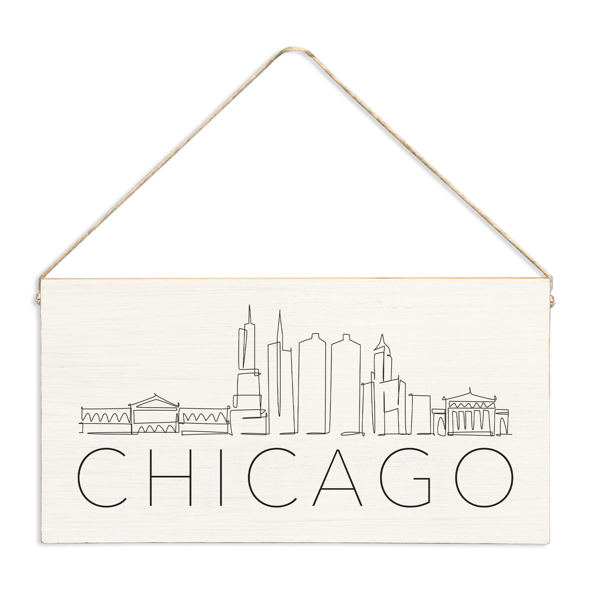 Chicago City Line Art Twine Sign