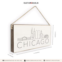 Chicago City Line Art Twine Sign