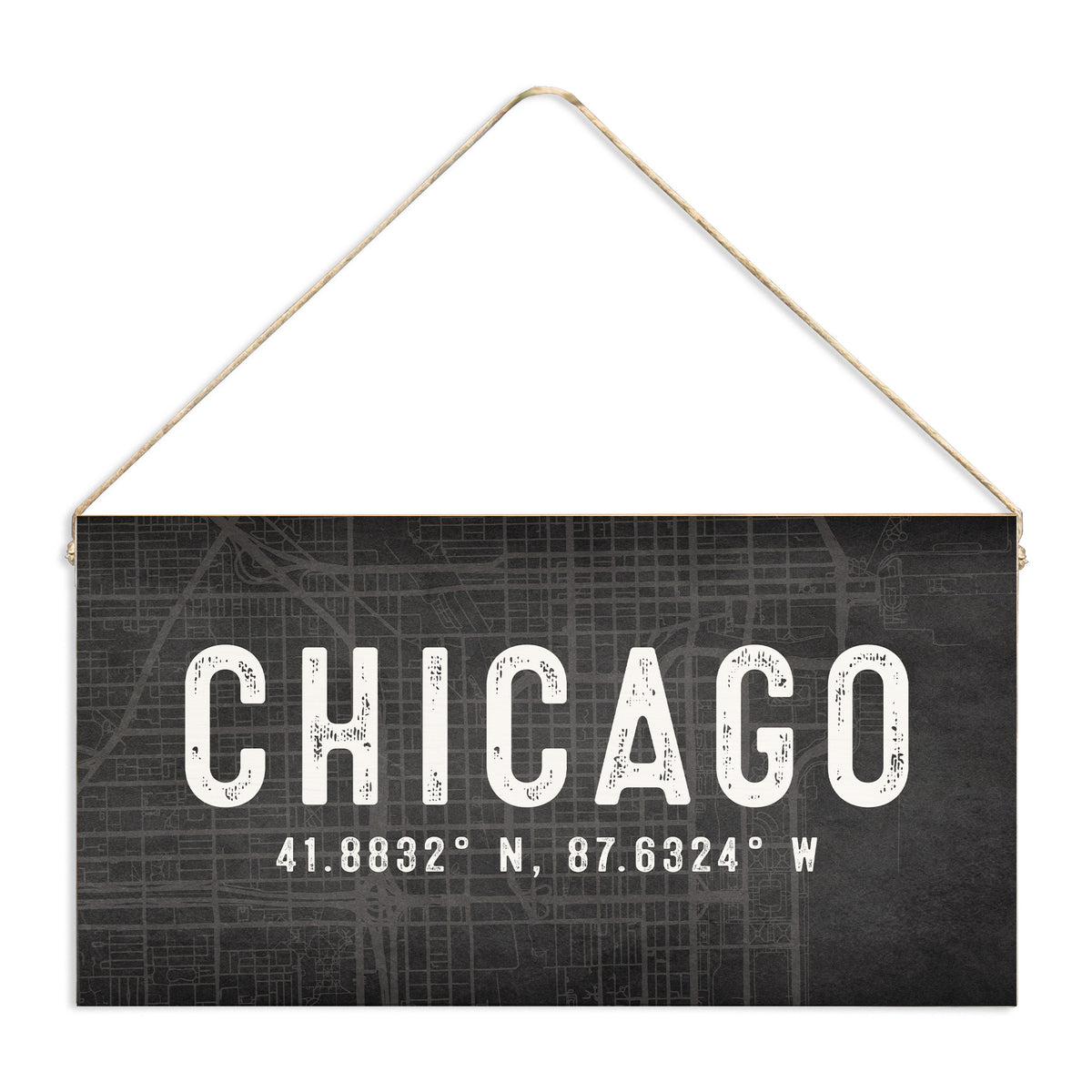Chicago Coordinates Twine Sign