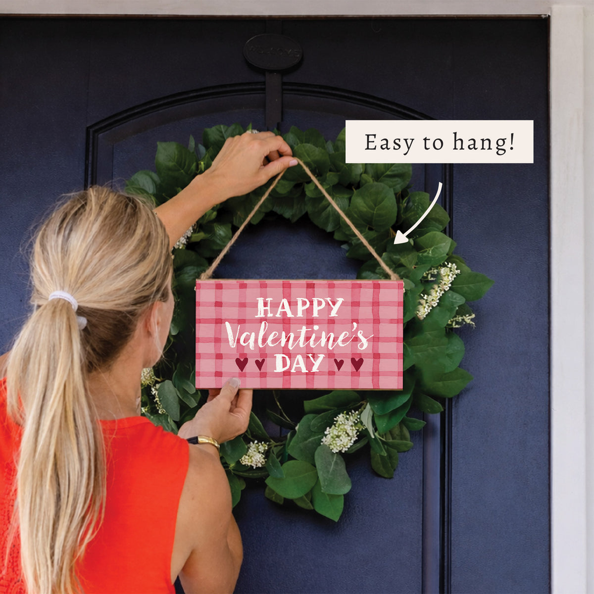Happy Valentine's Day Gingham Twine Sign