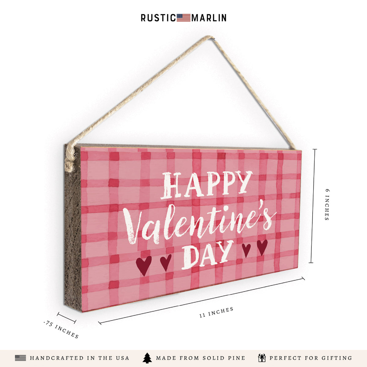 Happy Valentine's Day Gingham Twine Sign