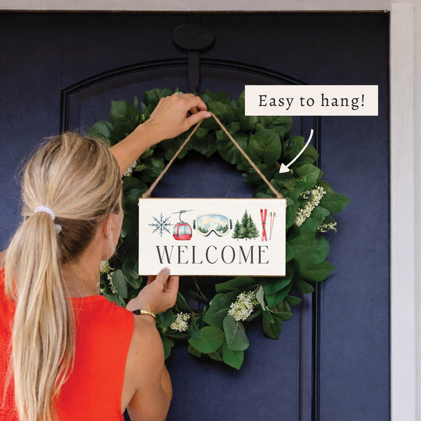 Ski Icons Welcome Twine Sign