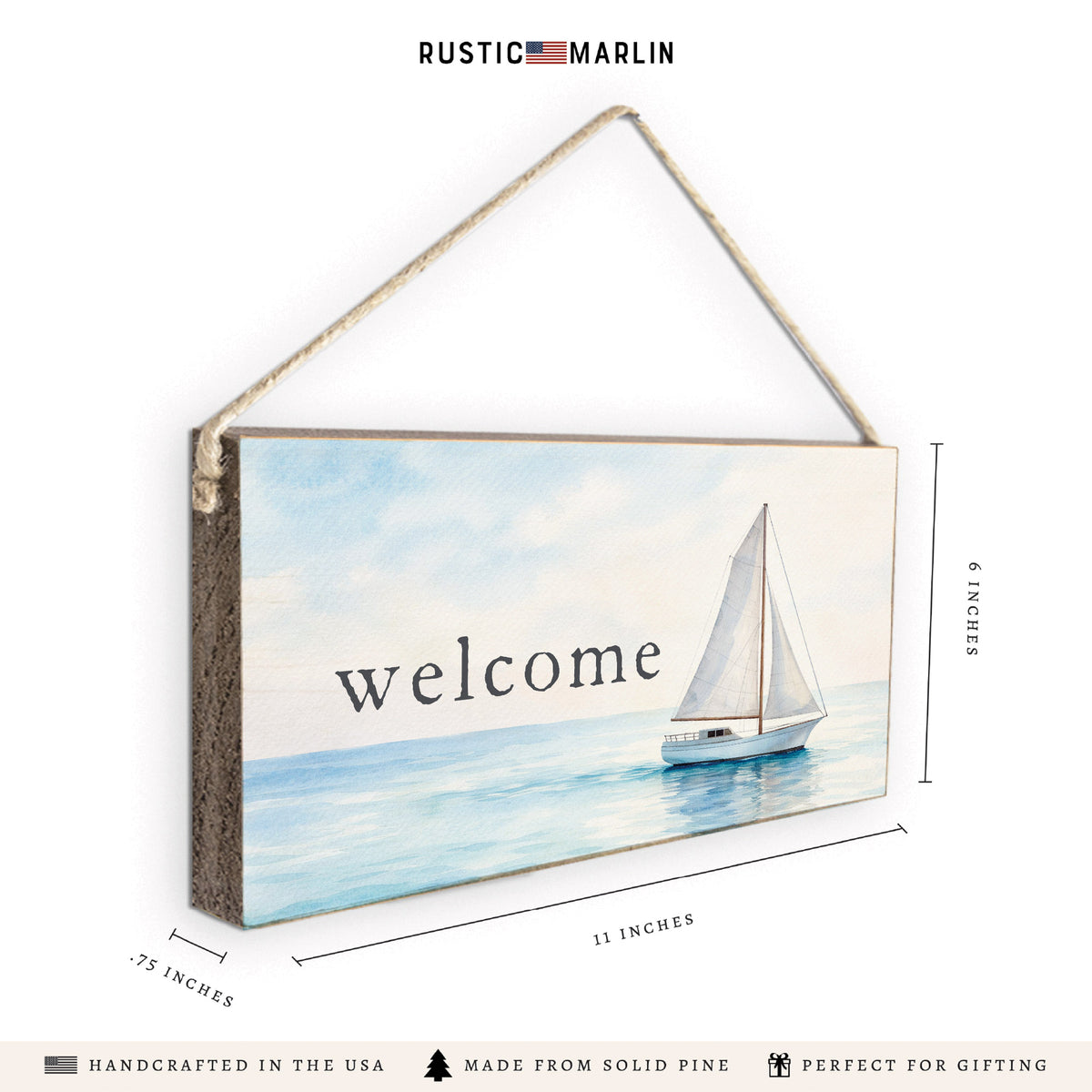 Sailboat Welcome Twine Sign