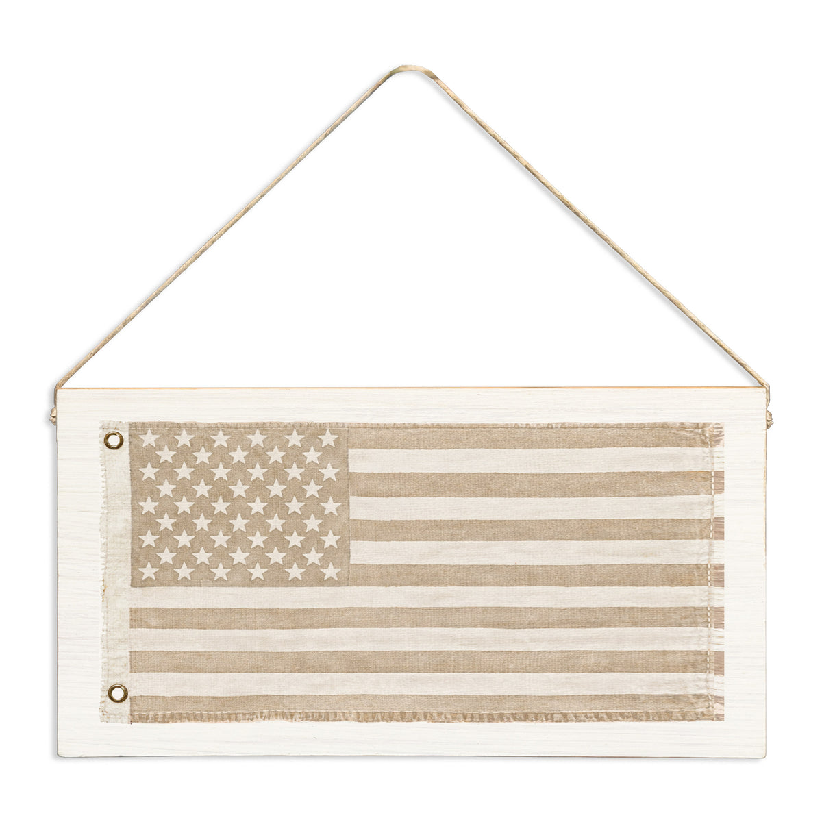 American Vintage Flag Whitewash Twine Sign