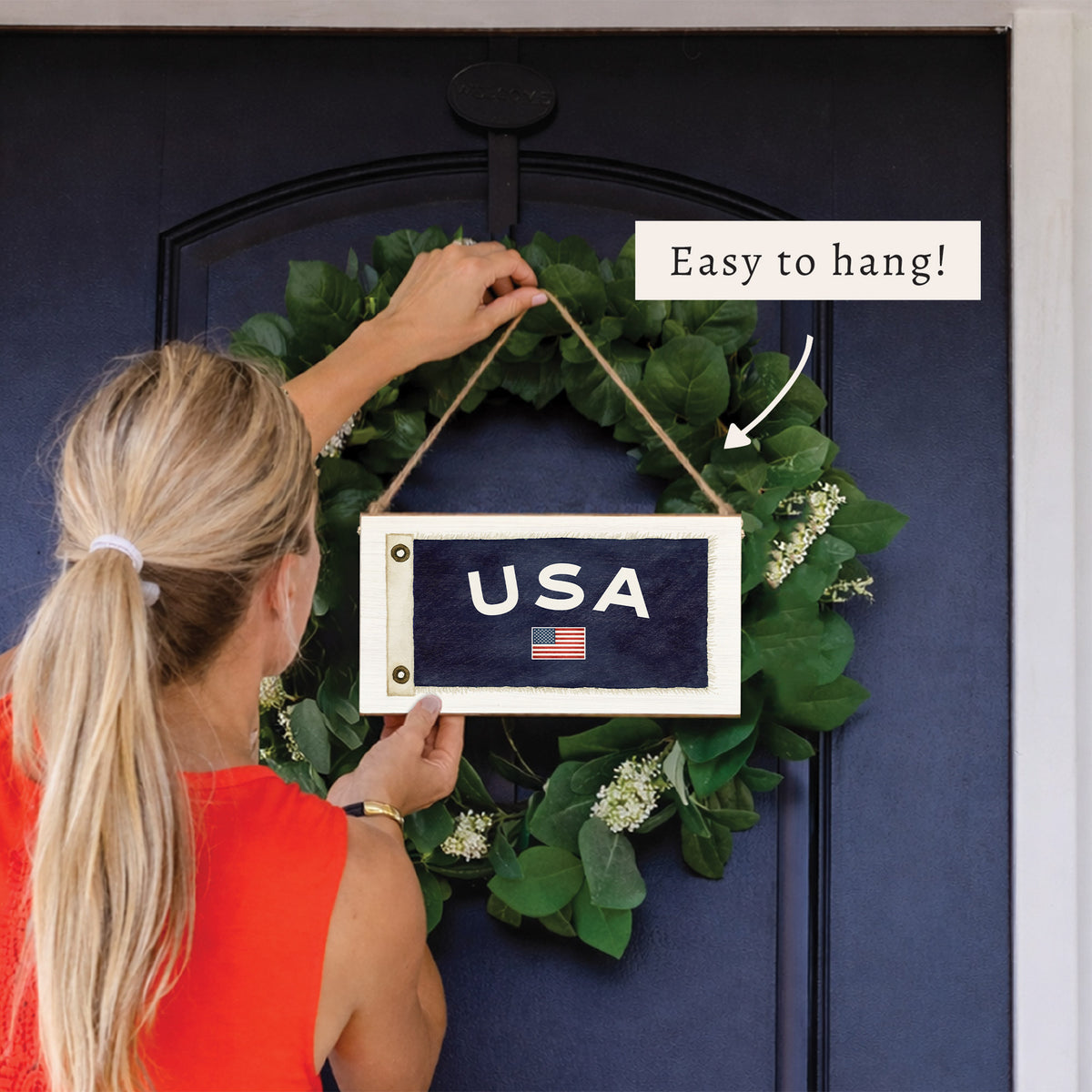 American Vintage Flag Twine Sign