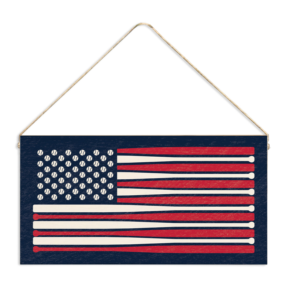 Baseball Bat American Flag Sox Twine Sign