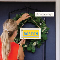 Boston Blue & Gold Twine Sign