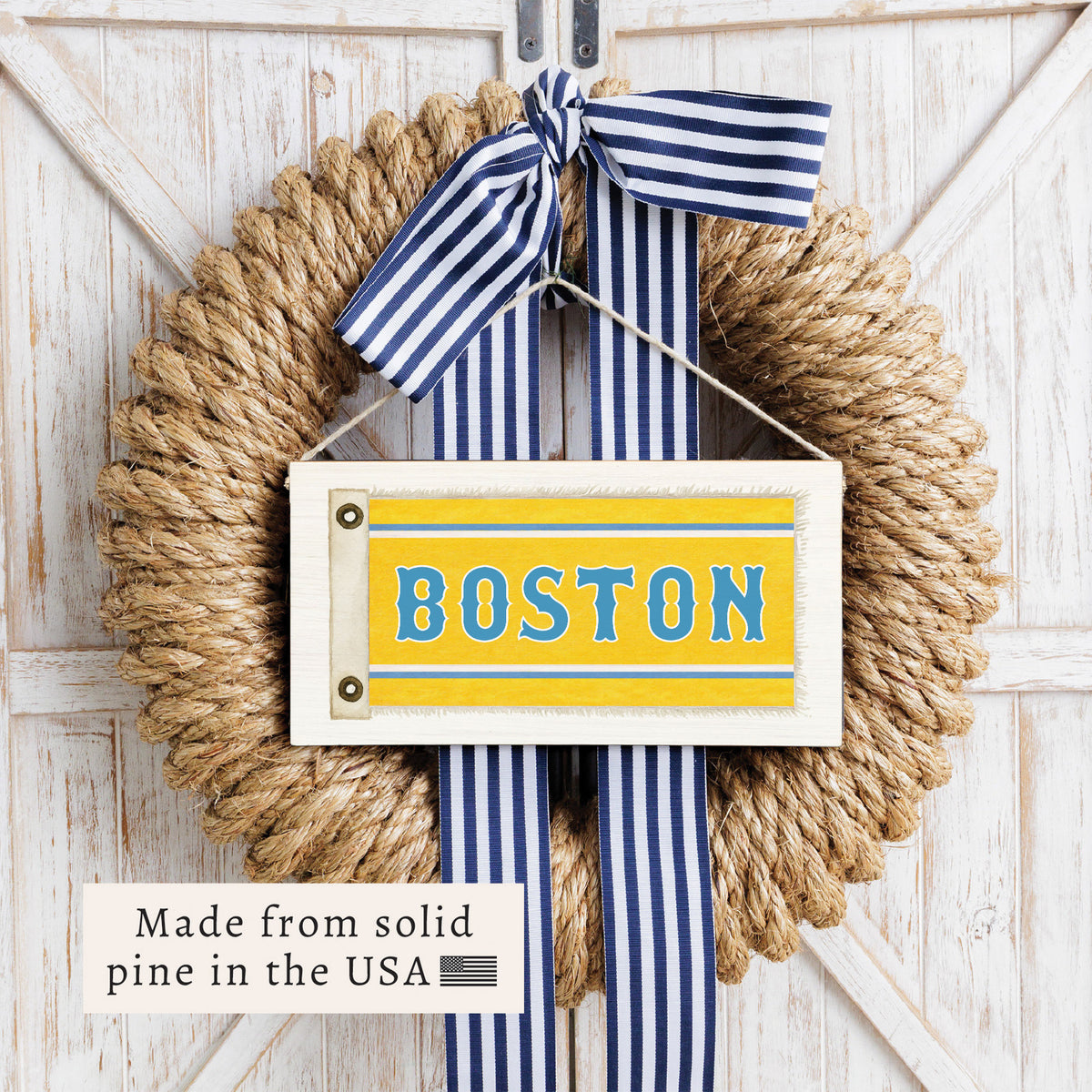Boston Blue & Gold Twine Sign