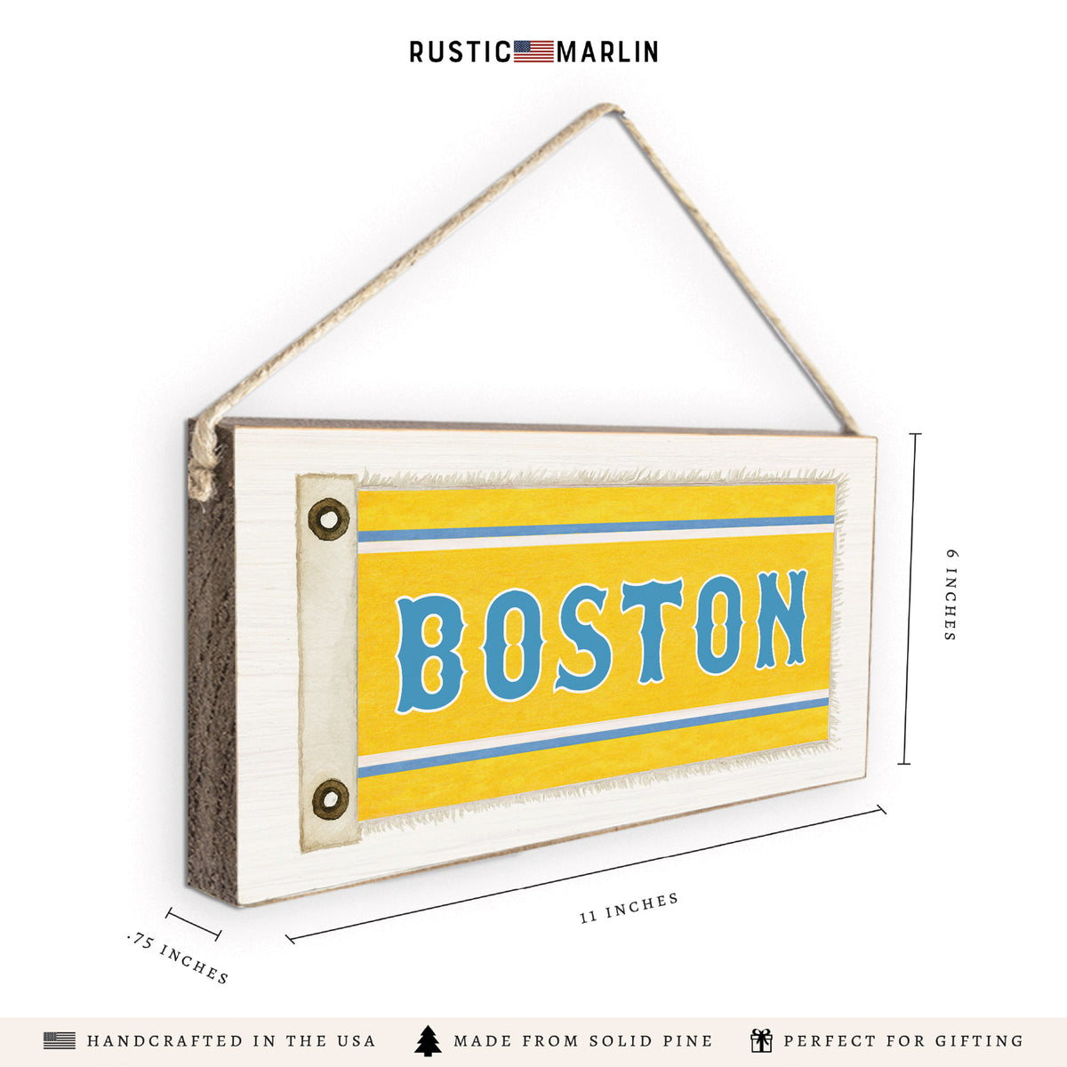 Boston Blue & Gold Twine Sign