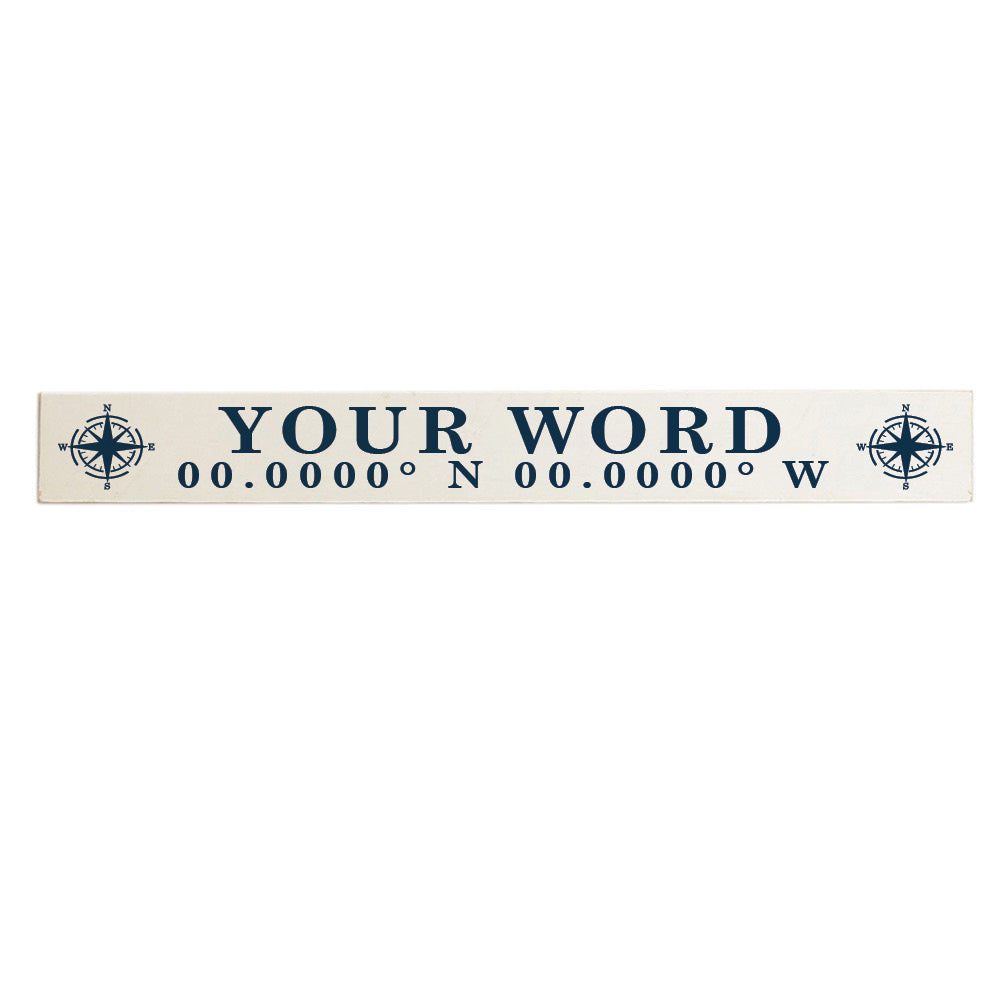 Compass White/Navy Personalized Barnwood Sign