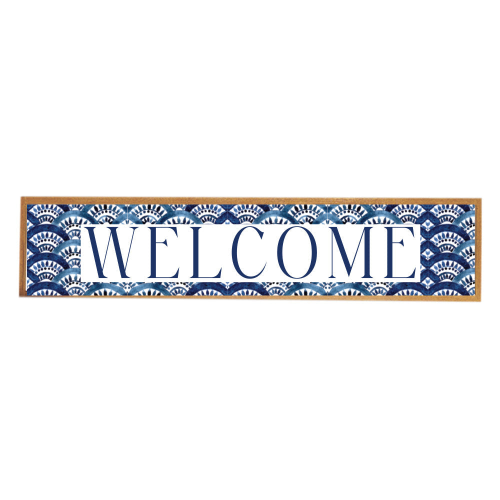 Boho Blue Fan Welcome Barnwood Sign
