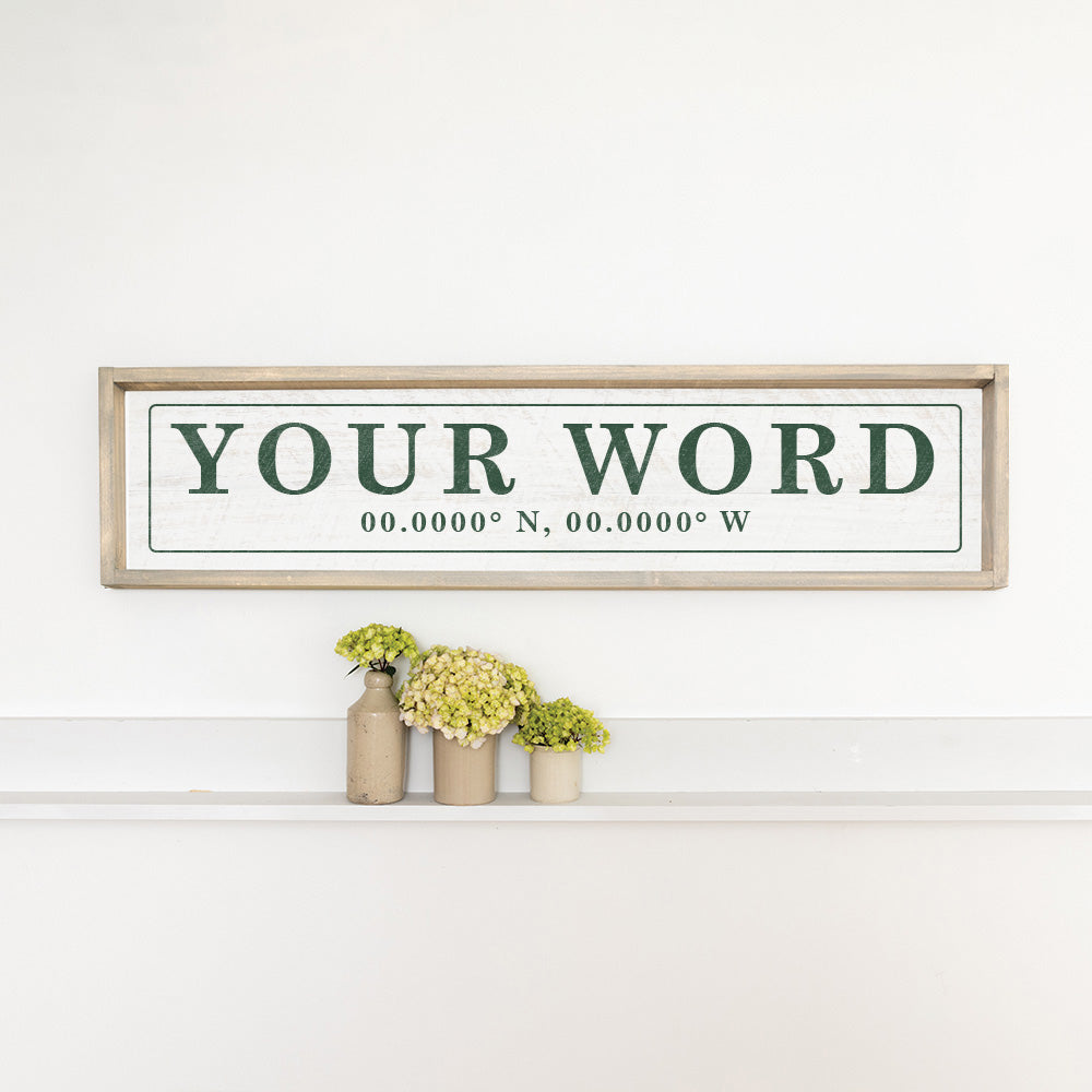 Your Word Personalized White/Green Framed Barnwood Sign
