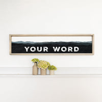 Your Word Personalized Black Mountains Barnwood Sign