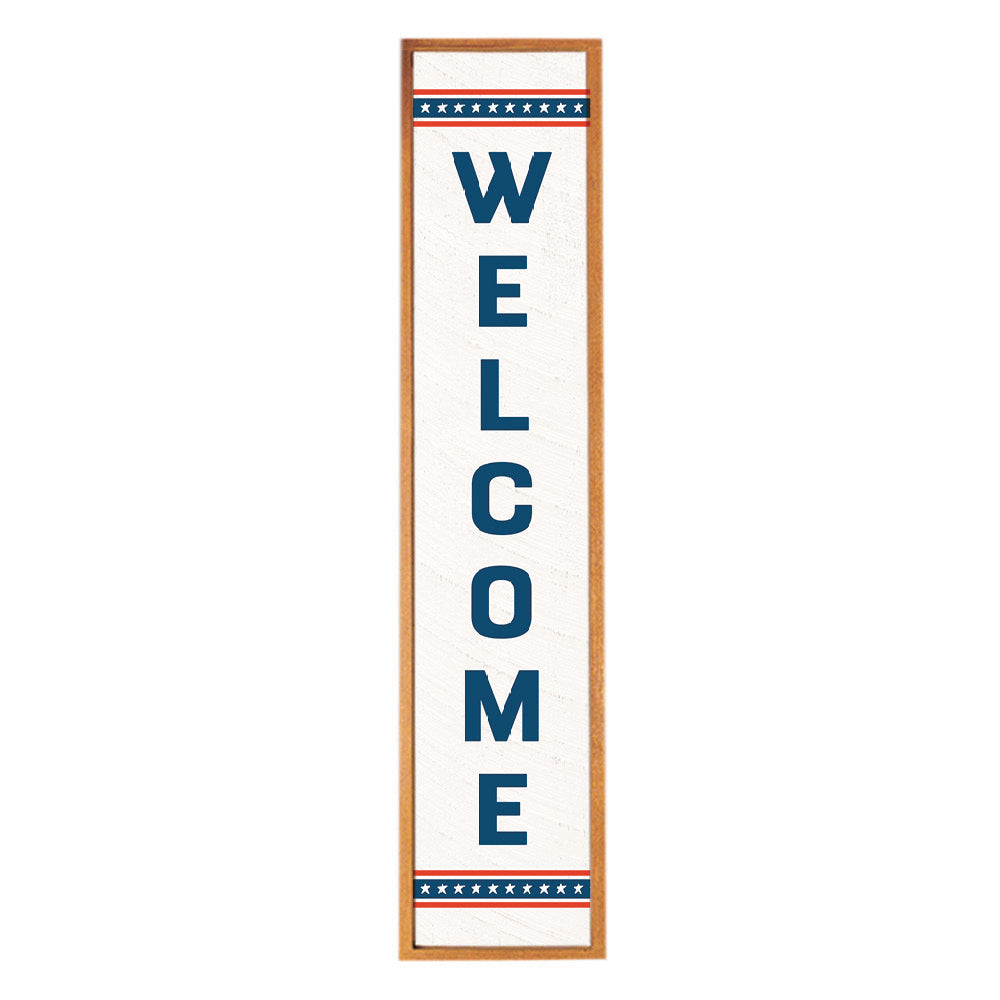 Americana Stripes Welcome Barn Wood Sign