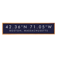 Modern Navy Coordinates Personalized Barn Wood Sign