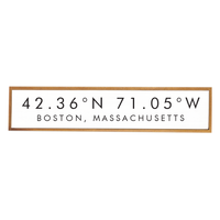 White and Black Coordinates & Your Word Framed Personalized Barnwood Sign