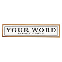 Your Word Personalized White/Black Barnwood Sign
