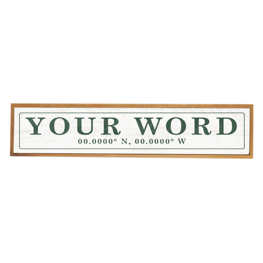 Your Word Personalized White/Green Framed Barnwood Sign