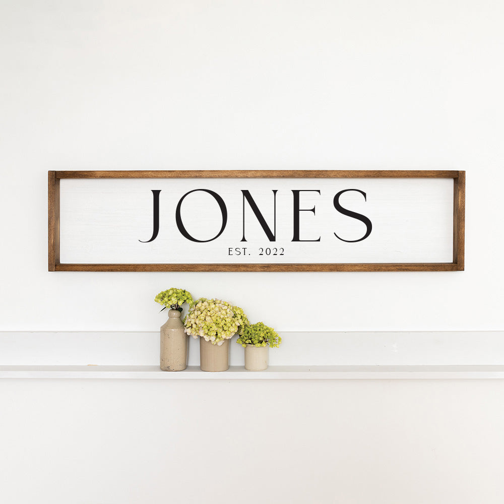 Family Name Established White Personalized Barn Wood Sign