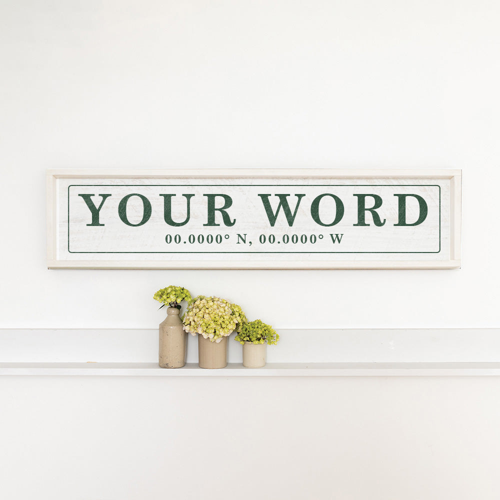 Your Word Personalized White/Green Framed Barnwood Sign