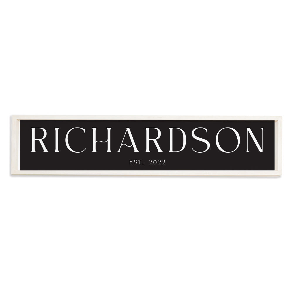 Family Name Established Black Personalized Barn Wood Sign