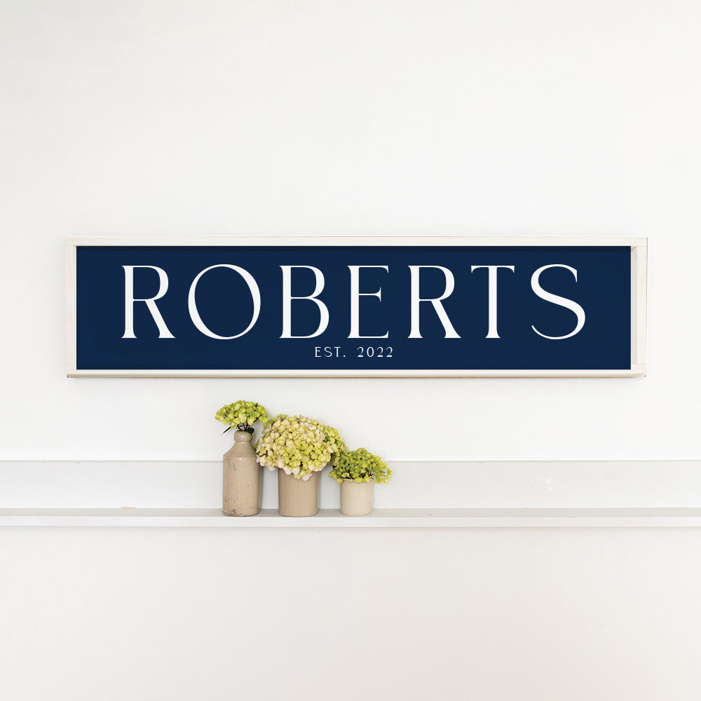 Family Name Established Navy Personalized Barn Wood Sign