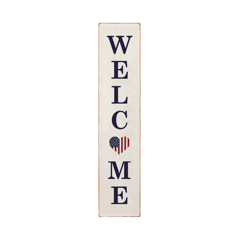 American Flag Heart Welcome Barn Wood Sign