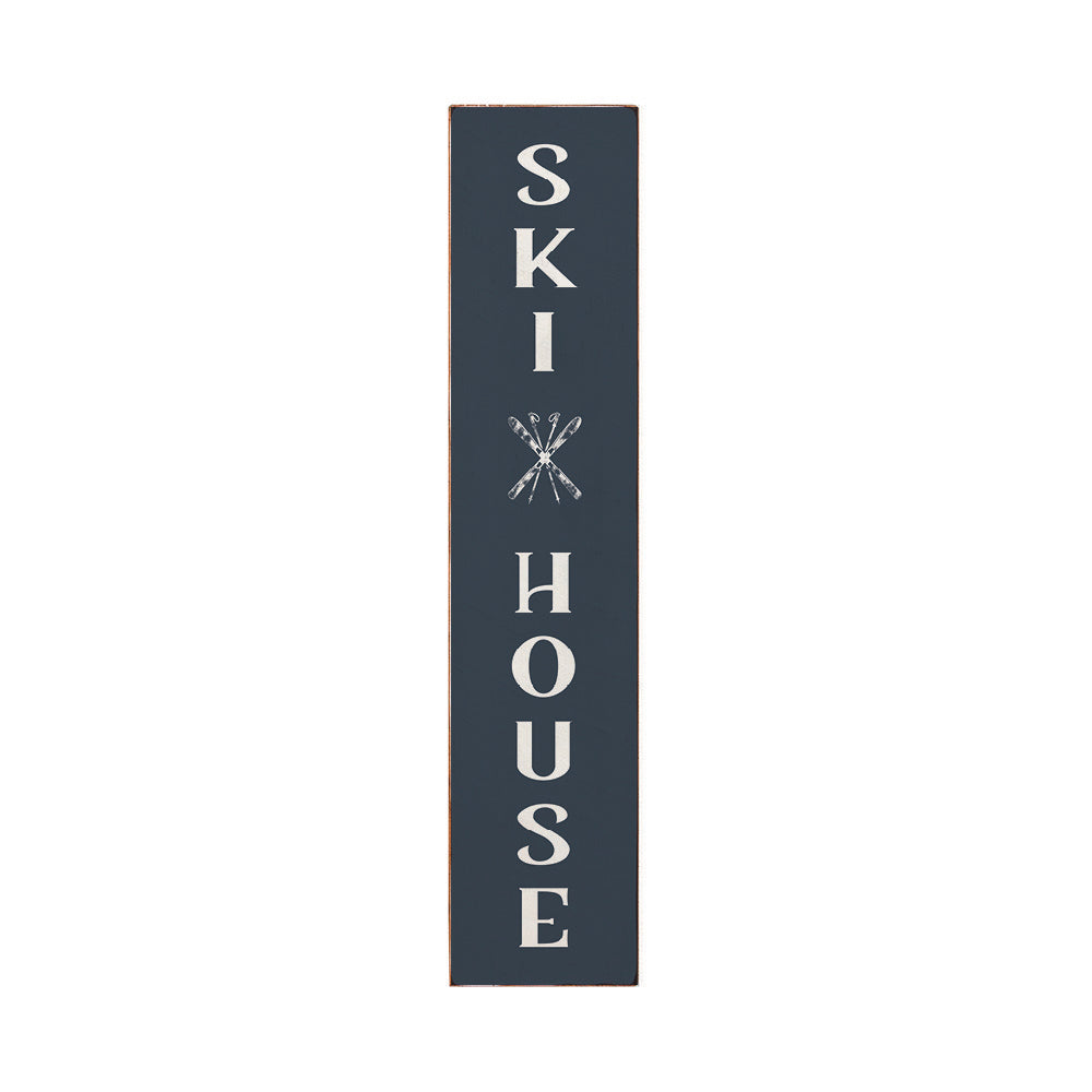 Navy Blue Ski House Barnwood Sign