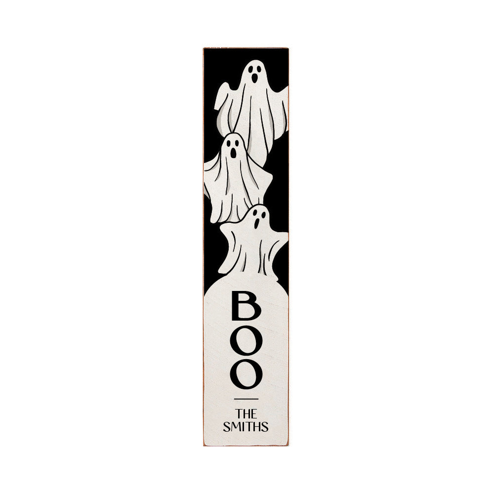 Family Name Halloween Ghost Personalized Barnwood Sign