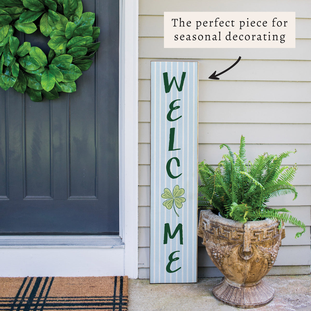 Preppy Shamrock Welcome Porch Leaner