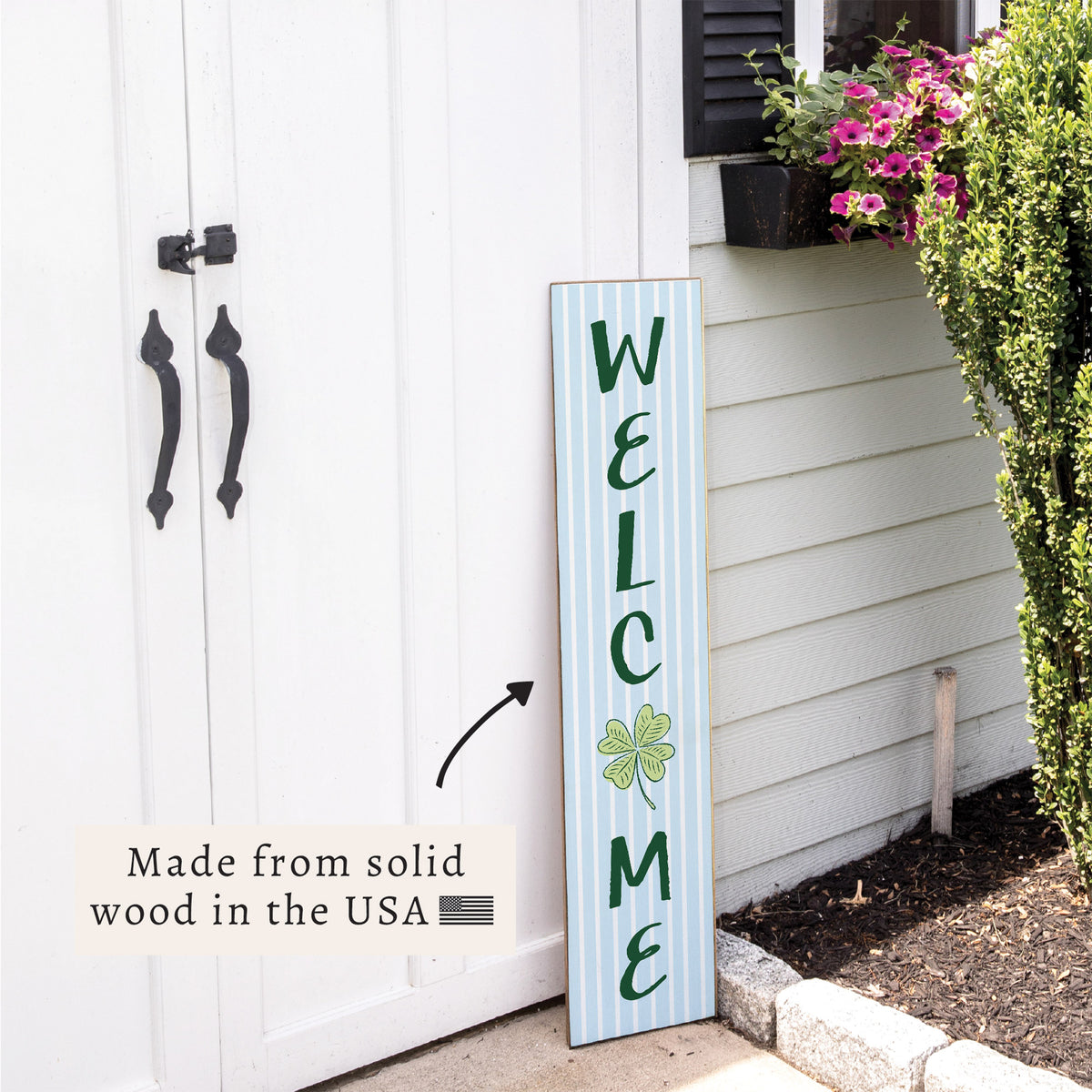 Preppy Shamrock Welcome Porch Leaner