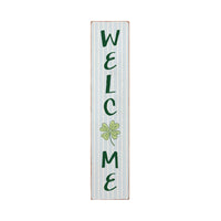 Blue Striped Shamrock Welcome Leaner