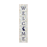 Blue Floral Bunny Welcome Leaner