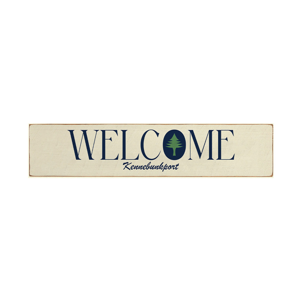 Welcome Kennebunkport Tree Icon Barnwood Sign 10x44