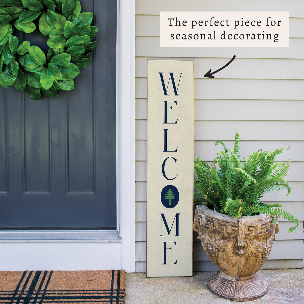 Welcome Kennebunkport Tree Icon Vertical Porch Leaner