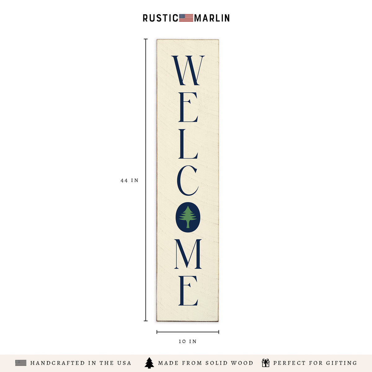 Welcome Kennebunkport Tree Icon Vertical Porch Leaner