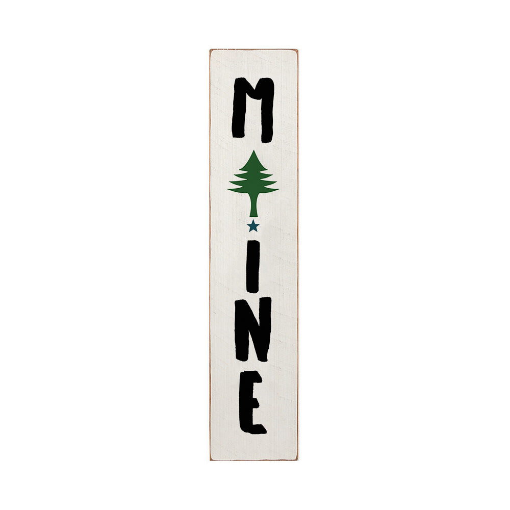 Maine Tree Icon Vertical Barnwood Sign 10x44
