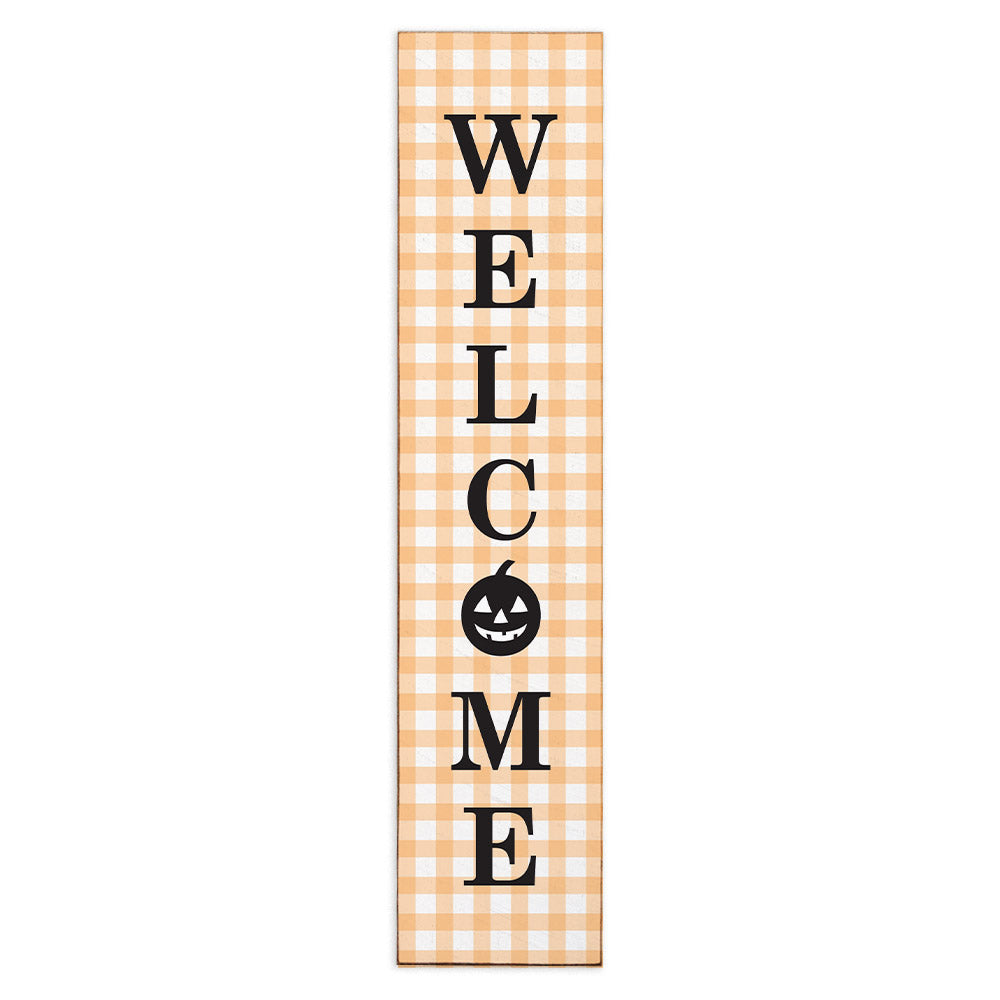 Halloween Welcome Gingham Porch Leaner