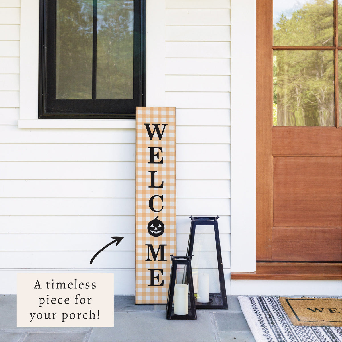 Halloween Welcome Gingham Porch Leaner