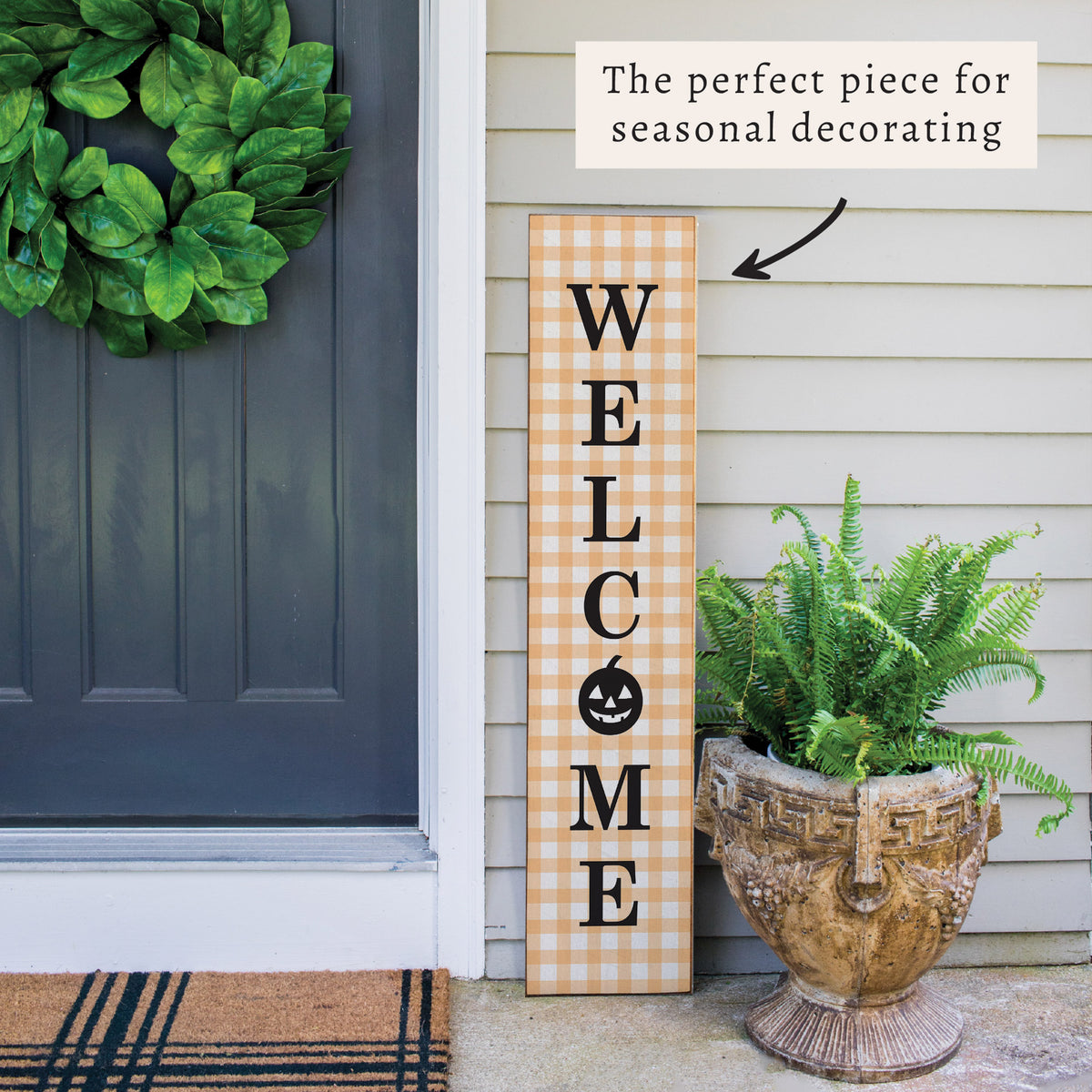 Halloween Welcome Gingham Porch Leaner