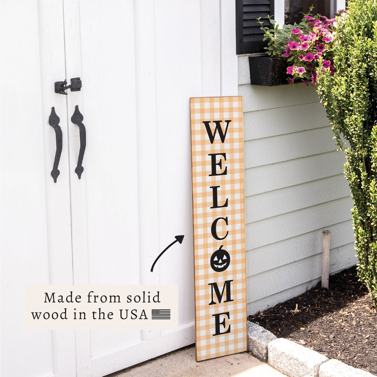 Halloween Welcome Gingham Porch Leaner