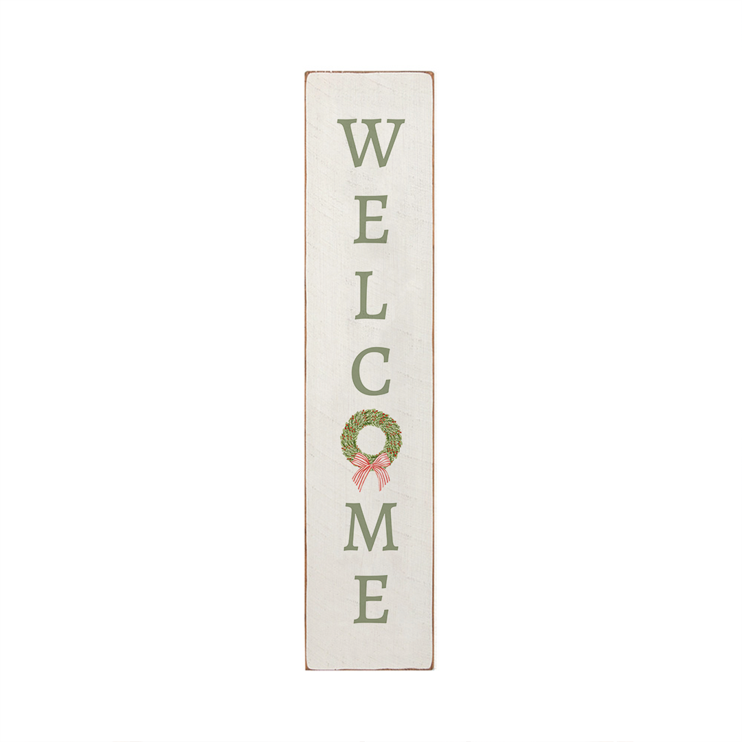 Vertical Welcome Barnwood Sign