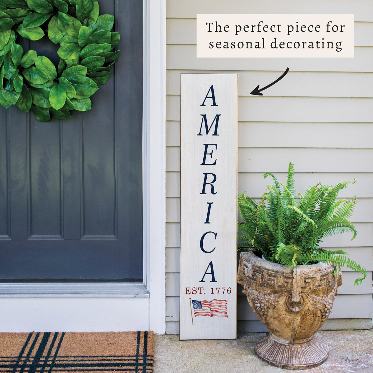 America Est 1776 Flag Porch Leaner