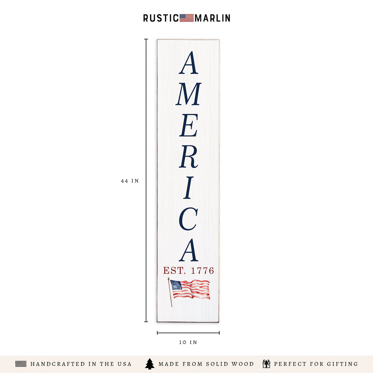 America Est 1776 Flag Porch Leaner