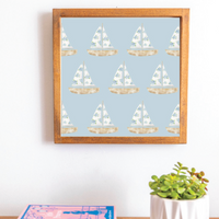 Repeating Hydrangea Sailboat 12" x 12" Wall Art