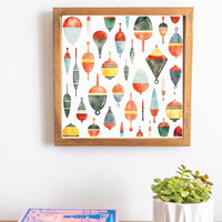 Watercolor Buoys 12" x 12" Framed Wall Art