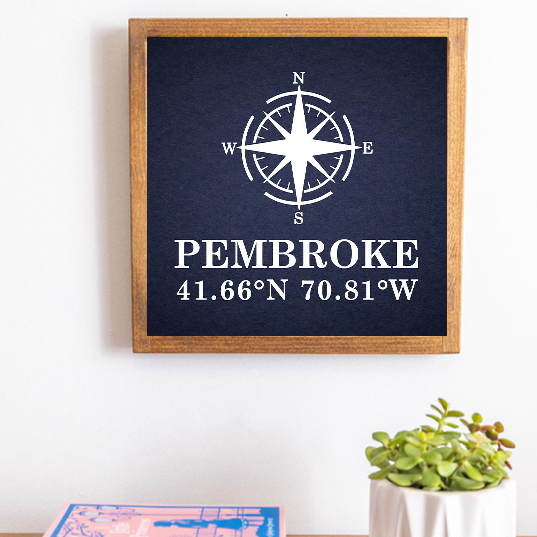 Compass + Coordinates 12" x 12" Personalized Wall Art