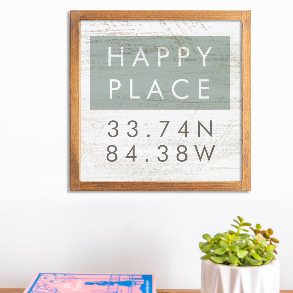 Happy Place Coordinates Personalized Wall Art