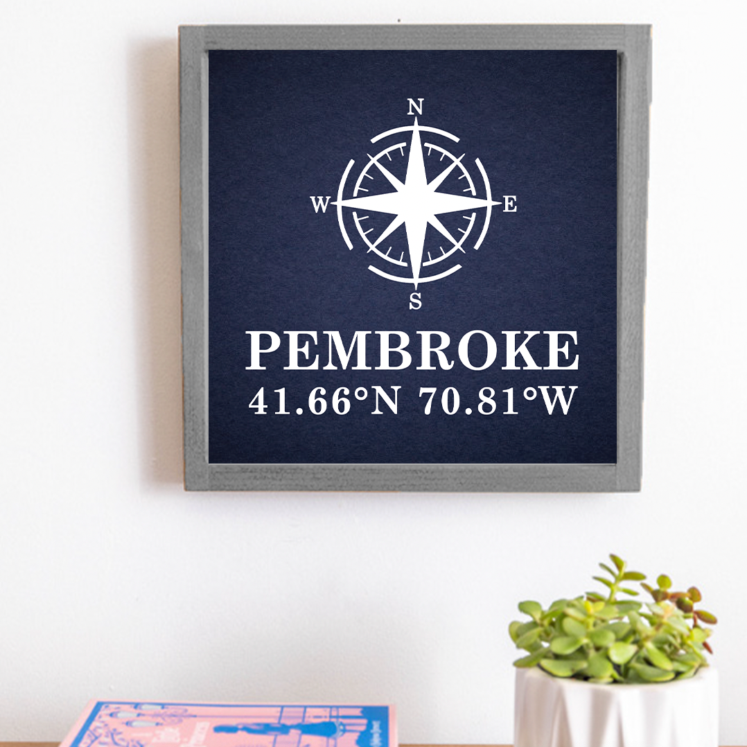 Compass + Coordinates 12" x 12" Personalized Wall Art